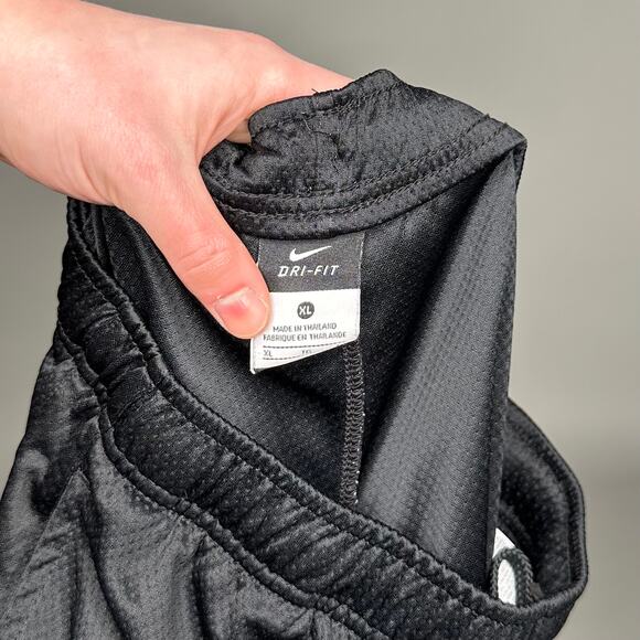 Nike Sweatpants Jet Black Polyester White Swoosh Baggy Wide Leg - Picture 4 of 4